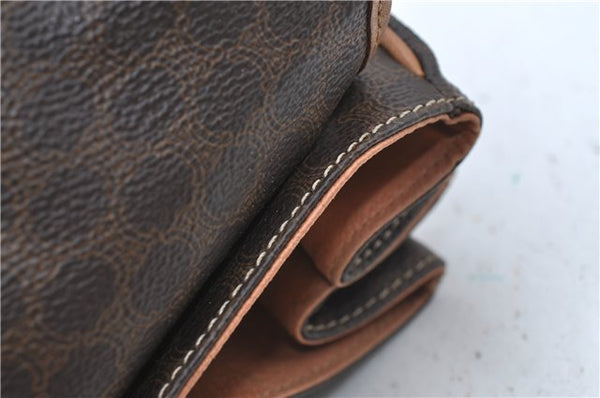 Authentic CELINE Macadam Blason Pattern Backpack PVC Leather Brown J1557