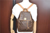 Authentic CELINE Macadam Blason Pattern Backpack PVC Leather Brown J1557