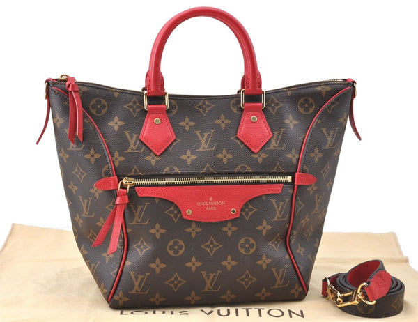 Auth Louis Vuitton Monogram Tournelle PM 2Way Shoulder Tote Bag M44027 Red J1558