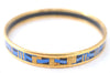 Authentic HERMES Email PM Bangle Ribbon Motif Gold Blue Black J1568