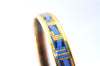 Authentic HERMES Email PM Bangle Ribbon Motif Gold Blue Black J1568