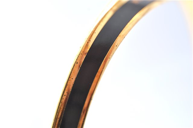 Authentic HERMES Email PM Bangle Ribbon Motif Gold Blue Black J1568