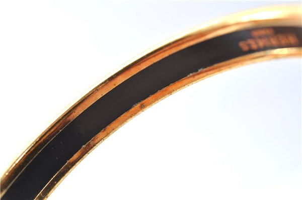 Authentic HERMES Email PM Bangle Ribbon Motif Gold Blue Black J1568