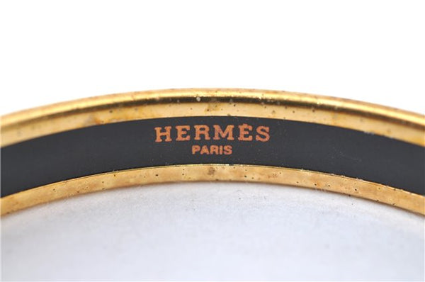 Authentic HERMES Email PM Bangle Ribbon Motif Gold Blue Black J1568