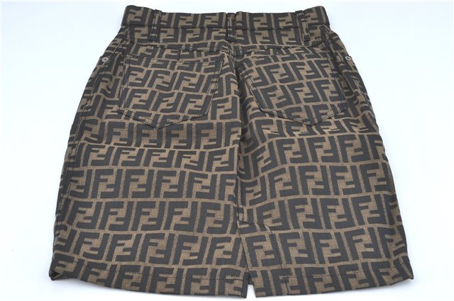 Authentic FENDI Zucca Skirt Cotton USA 4 Size 26 inch Brown Black J1572