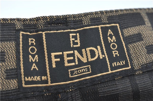 Authentic FENDI Zucca Skirt Cotton USA 4 Size 26 inch Brown Black J1572