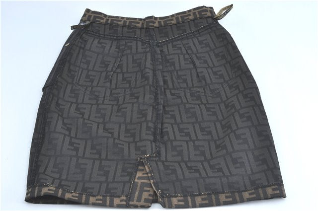 Authentic FENDI Zucca Skirt Cotton USA 4 Size 24 inch Brown Balck J1573