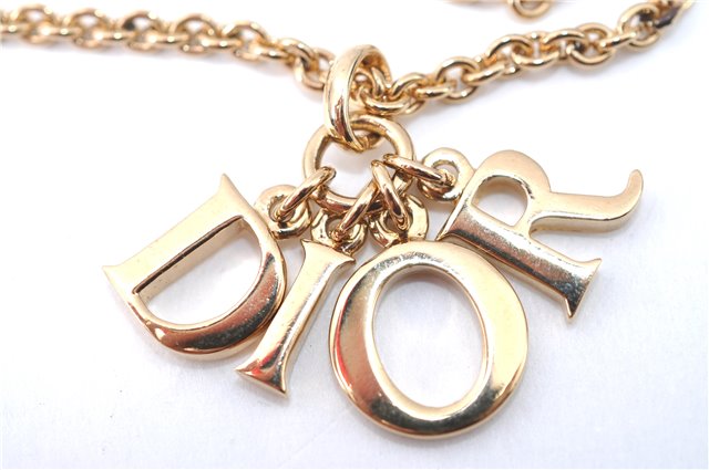 Authentic Christian Dior Gold Tone Chain Pendant Necklace CD J1586