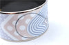 Authentic HERMES Bangle Belt Dots Motif Silver Beige Light Blue Box J1596