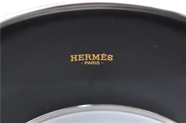 Authentic HERMES Bangle Belt Dots Motif Silver Beige Light Blue Box J1596