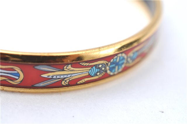 Authentic HERMES Email PM Bangle Bird's Feathers Motif Gold Red Box J1599