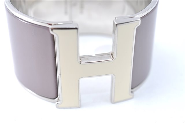 Authentic HERMES Bangle ClicH Silver Light Purple Box J1619