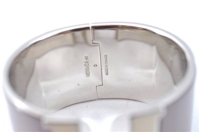 Authentic HERMES Bangle ClicH Silver Light Purple Box J1619