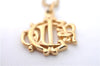 Authentic Christian Dior Gold Tone Chain Pendant Necklace CD J1620