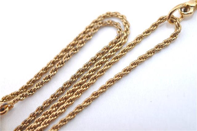 Authentic Christian Dior Gold Tone Chain Pendant Necklace CD J1620