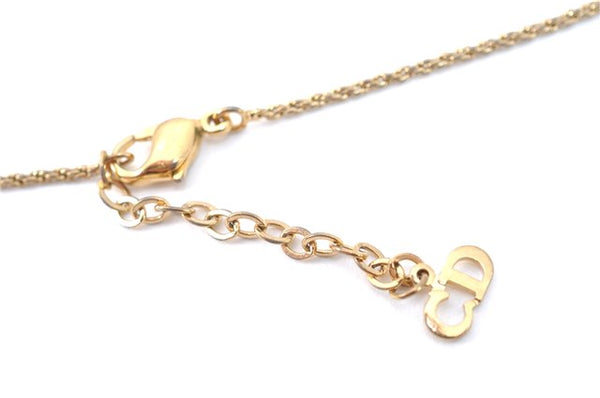 Authentic Christian Dior Gold Tone Chain Pendant Necklace CD J1620