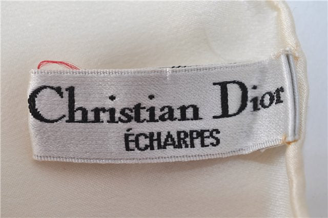 Authentic Christian Dior Trotter Scarf Silk White CD J1624