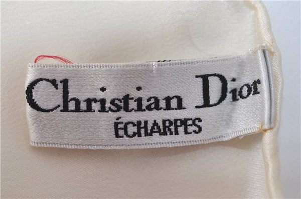 Authentic Christian Dior Trotter Scarf Silk White CD J1624
