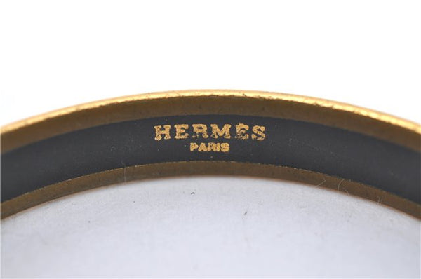 Authentic HERMES Email PM Bangle Instrument Motif Gold Blue J1626