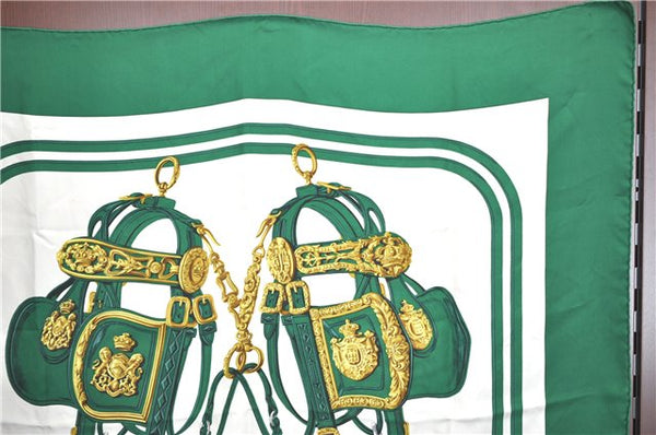 Authentic HERMES Carre 90 Scarf "BRIDES de GALA" Silk Green J1658