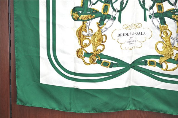 Authentic HERMES Carre 90 Scarf "BRIDES de GALA" Silk Green J1658