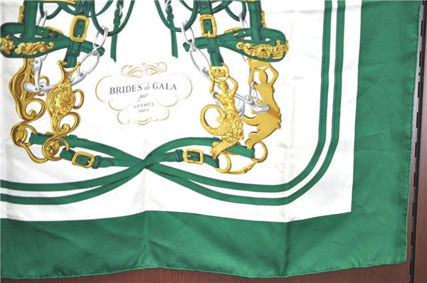 Authentic HERMES Carre 90 Scarf "BRIDES de GALA" Silk Green J1658