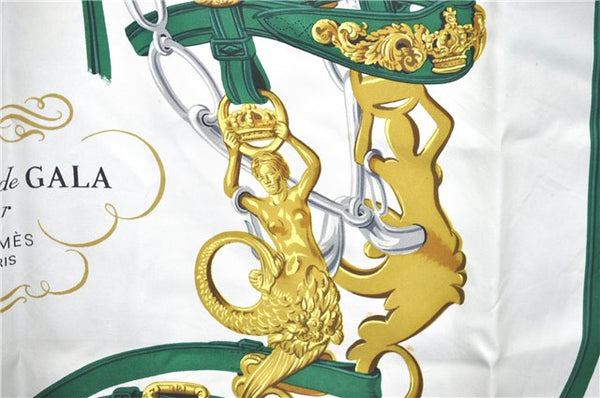 Authentic HERMES Carre 90 Scarf "BRIDES de GALA" Silk Green J1658