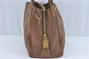 Authentic PRADA Leather Nappa Shoulder Hand Bag Brown J1662