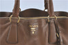 Authentic PRADA Leather Nappa Shoulder Hand Bag Brown J1662