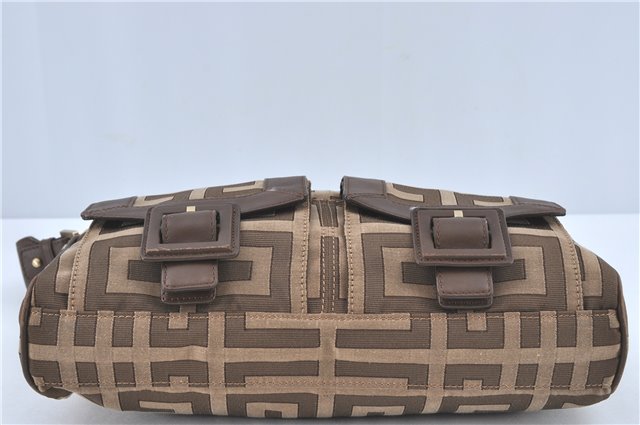 Authentic GIVENCHY Canvas Leather Shoulder Hand Bag Purse Brown Beige J1666
