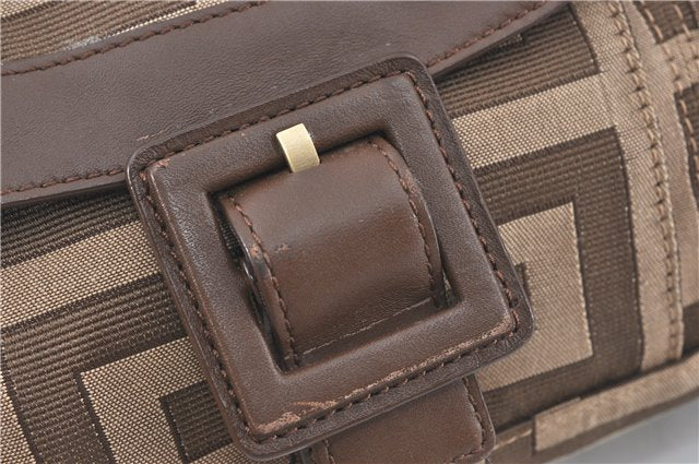 Authentic GIVENCHY Canvas Leather Shoulder Hand Bag Purse Brown Beige J1666