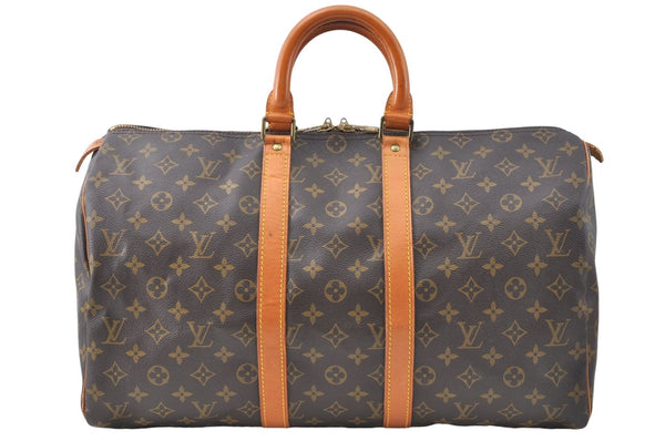 Authentic Louis Vuitton Monogram Keepall 45 Travel Boston Bag M41428 LV J1675