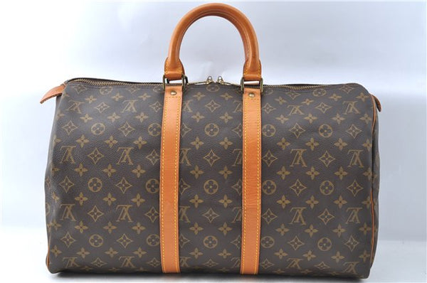 Authentic Louis Vuitton Monogram Keepall 45 Travel Boston Bag M41428 LV J1675