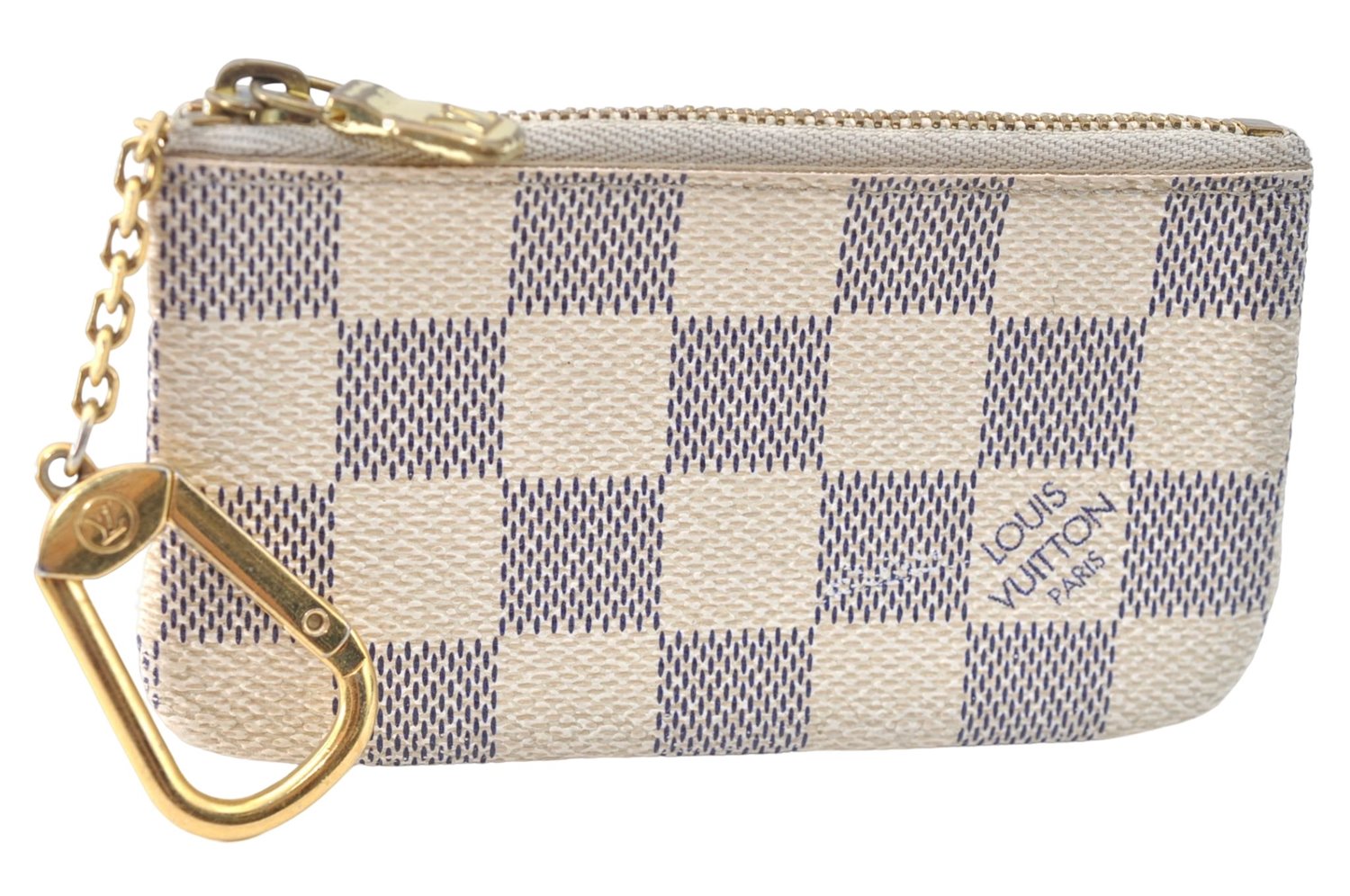 Authentic Louis Vuitton Damier Azur Pochette Cles Coin Case N62659 LV J1677