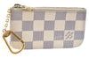 Authentic Louis Vuitton Damier Azur Pochette Cles Coin Case N62659 LV J1677