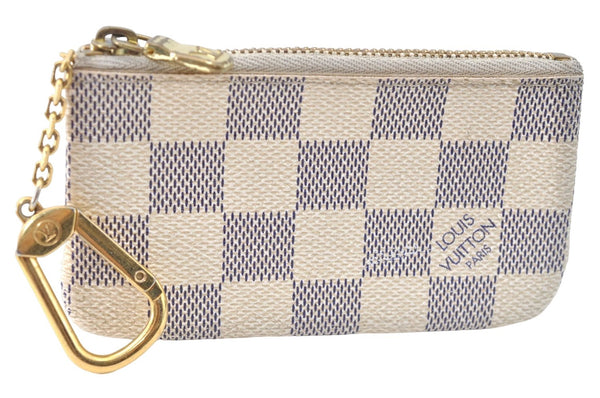 Authentic Louis Vuitton Damier Azur Pochette Cles Coin Case N62659 LV J1677