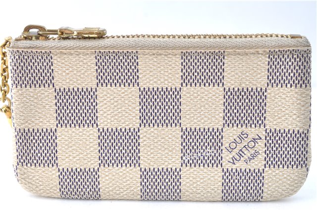 Authentic Louis Vuitton Damier Azur Pochette Cles Coin Case N62659 LV J1677