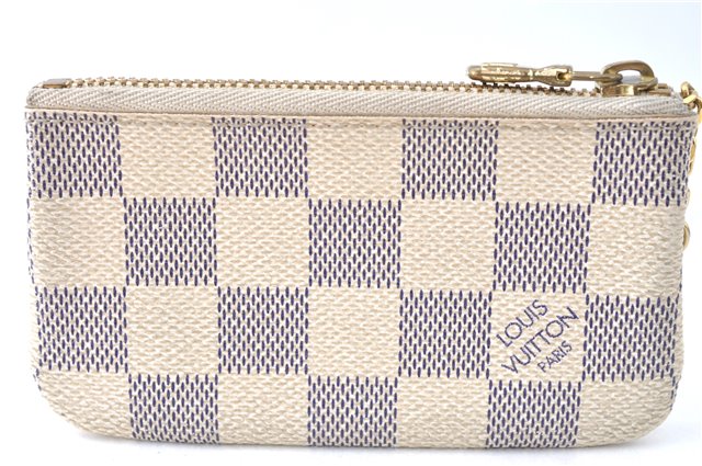 Authentic Louis Vuitton Damier Azur Pochette Cles Coin Case N62659 LV J1677
