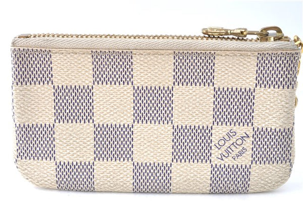 Authentic Louis Vuitton Damier Azur Pochette Cles Coin Case N62659 LV J1677