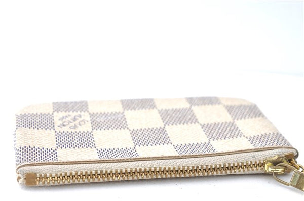 Authentic Louis Vuitton Damier Azur Pochette Cles Coin Case N62659 LV J1677