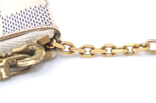 Authentic Louis Vuitton Damier Azur Pochette Cles Coin Case N62659 LV J1677