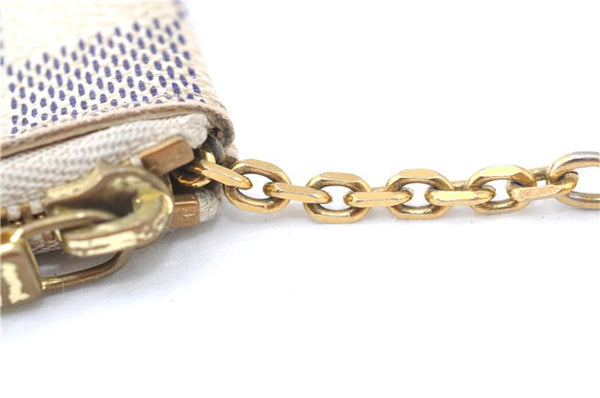 Authentic Louis Vuitton Damier Azur Pochette Cles Coin Case N62659 LV J1677