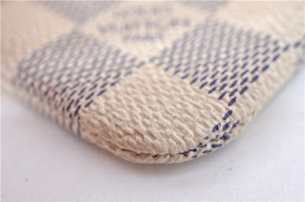 Authentic Louis Vuitton Damier Azur Pochette Cles Coin Case N62659 LV J1677