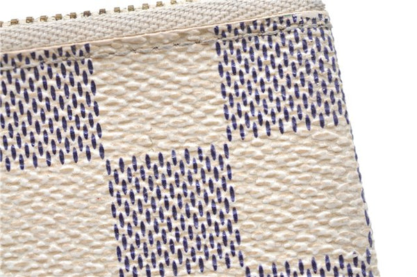 Authentic Louis Vuitton Damier Azur Pochette Cles Coin Case N62659 LV J1677