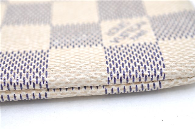Authentic Louis Vuitton Damier Azur Pochette Cles Coin Case N62659 LV J1677