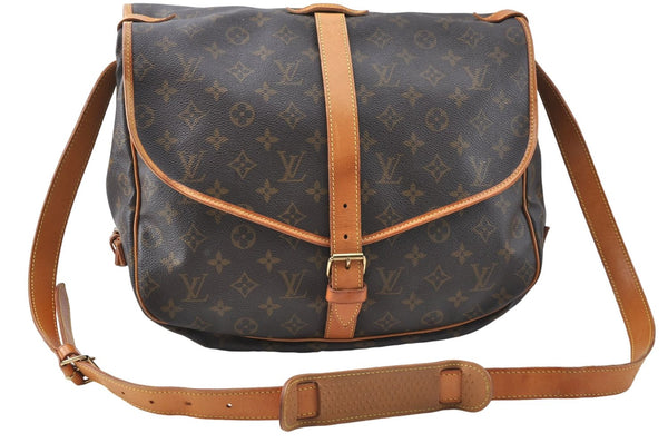 Auth Louis Vuitton Monogram Saumur 35 Shoulder Cross Body Bag M42254 LV J1680
