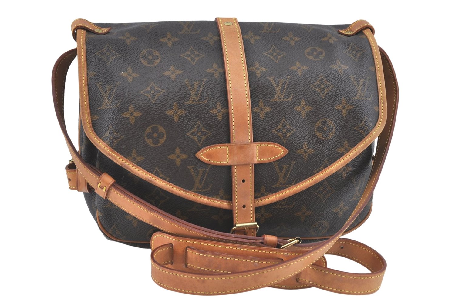 Auth Louis Vuitton Monogram Saumur 30 Shoulder Cross Body Bag M42256 LV J1682