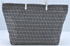 Authentic FENDI Zucchino Shoulder Tote Bag Canvas Leather Blue White J1685