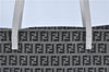 Authentic FENDI Zucchino Shoulder Tote Bag Canvas Leather Blue White J1685