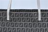 Authentic FENDI Zucchino Shoulder Tote Bag Canvas Leather Blue White J1685